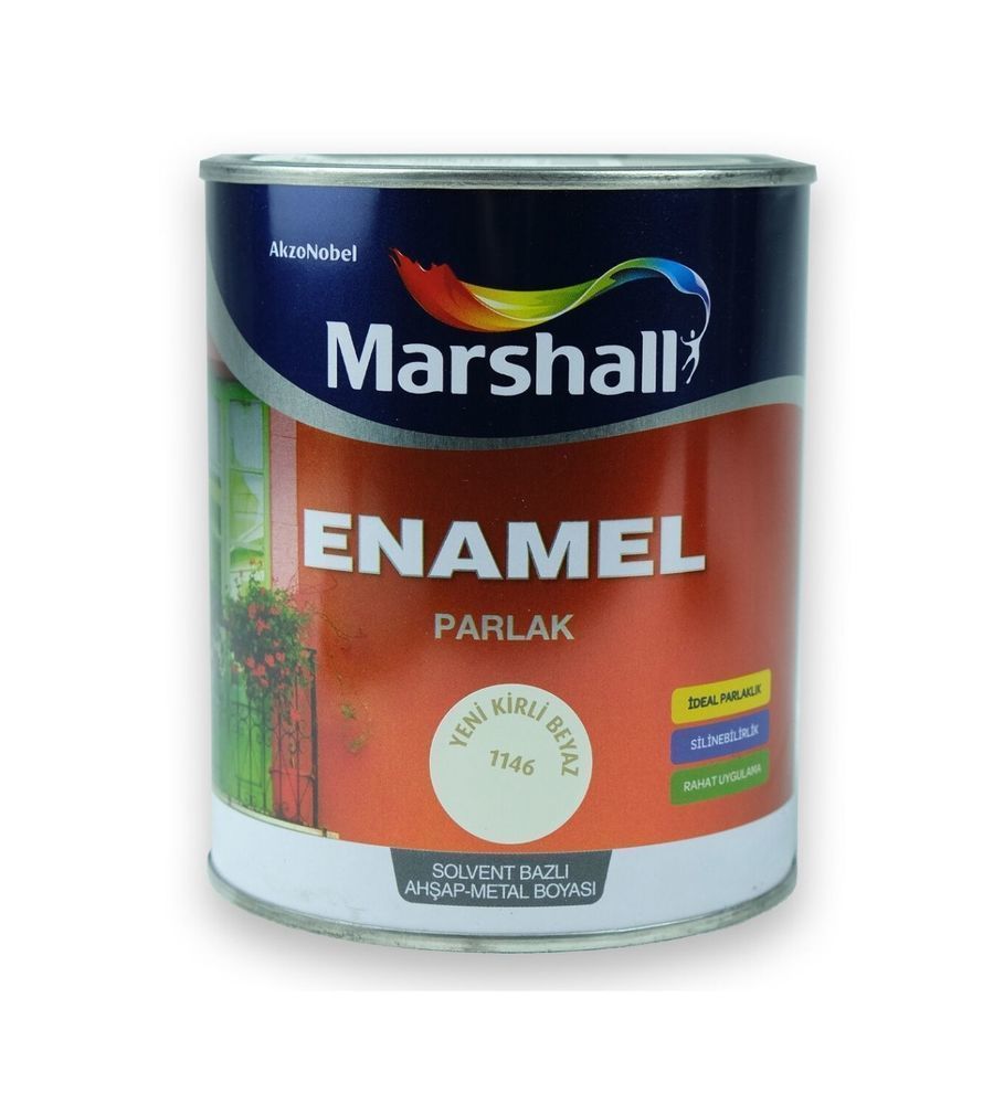 Marshall Enamel Parlak Ahşap Metal Boyası Kirli Beyaz 2,5 L