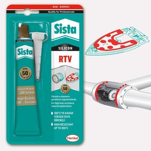 Sista RTV Silikon Kırmızı Sıvı Conta 50 G #1