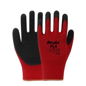 Beybi Pl9 No: 10 -  Kırmızı-Siyah Lateks Kaplı Örgü Polyester Eldiven Adet #2