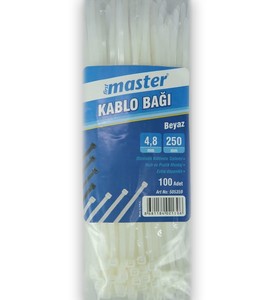 Master Kablo Bağı Plastik Cırt Kelepçe Beyaz 4.8x250 mm(100'lü) #2