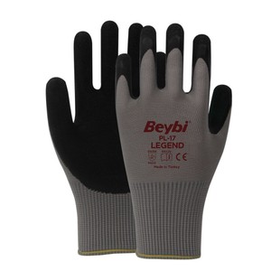 Beybi PL17 Polyester Örme Lateks İş Eldiveni Siyah 10 No 1 Çift