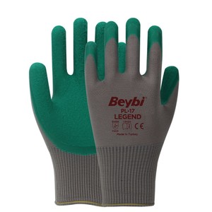Beybi PL17 Polyester Örme Lateks İş Eldiveni Yeşil 9 No 1 Çift